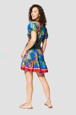 Robe volantée - Bleu marine et vert 