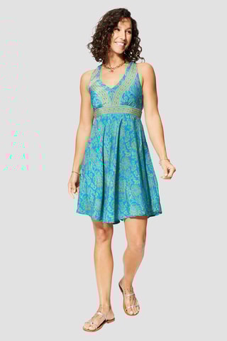 Robe volantée - Turquoise et jaune