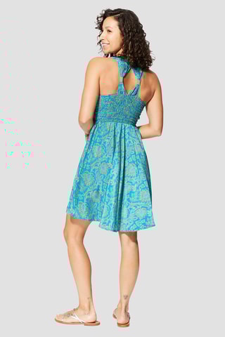 Robe volantée - Turquoise et jaune