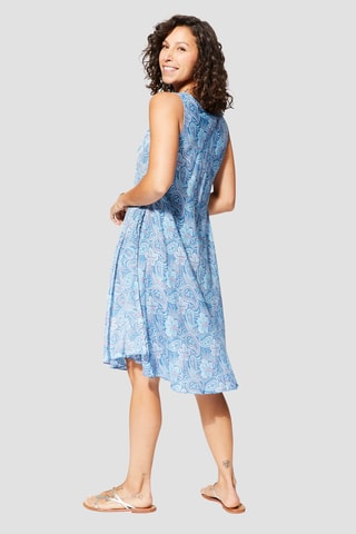 Robe volantée - Bleu et rouge
