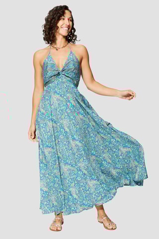 Robe longue - Turquoise et gris 