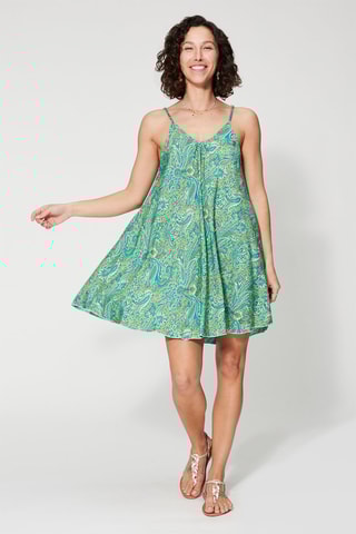 Robe trapèze - Vert et beige