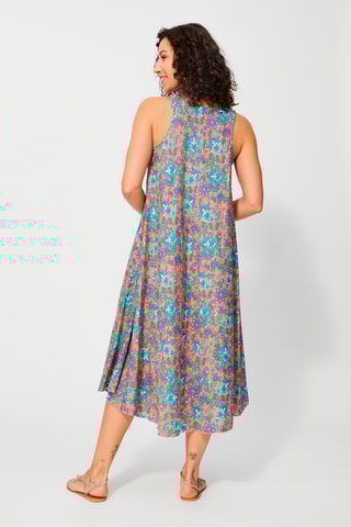 Robe trapèze - Vieux rose et turquoise