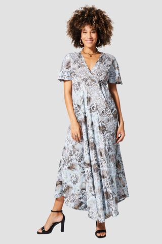 Robe portefeuille - Or et gris