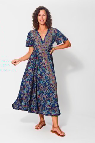 Robe longue - Bleu marine et turquoise