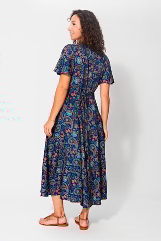 Robe longue - Bleu marine et turquoise