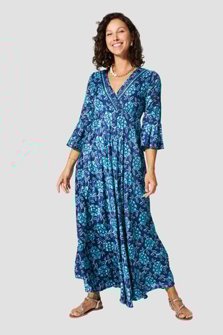 Robe longue - Doré et bleu marine 