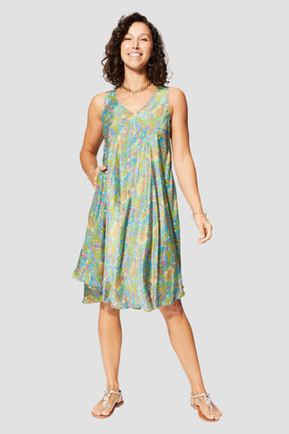Robe volantée - Vert et turquoise 