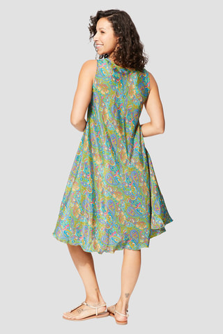 Robe volantée - Vert et turquoise 