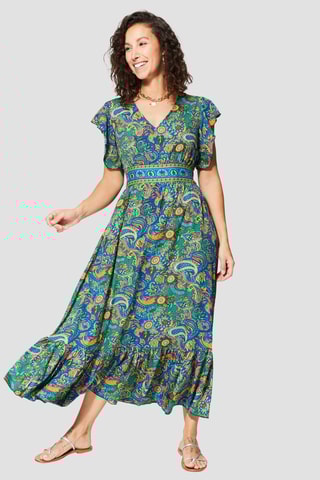 Robe longue - Vert et bleu