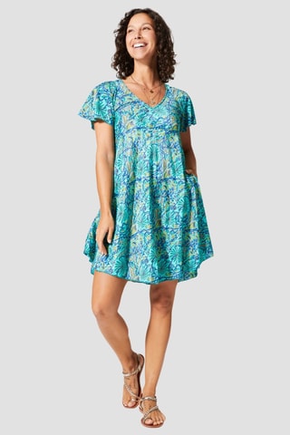 Robe trapèze - Bleu et vert