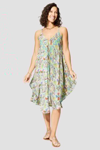 Robe midi - Vert et rouge