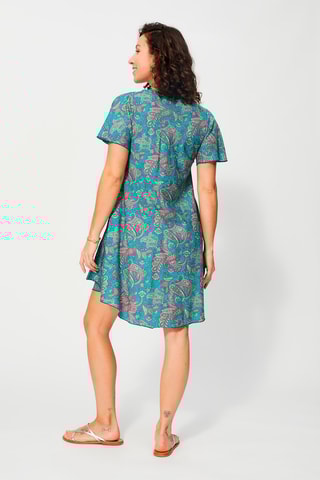 Robe trapèze Turquoise et fuchsia