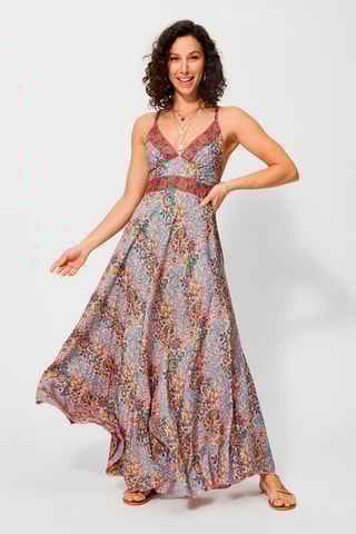 Robe longue - Rose et turquoise