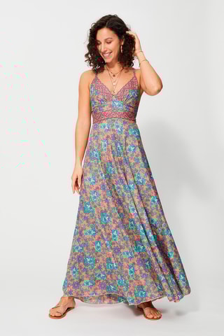 Robe longue - Rose et turquoise