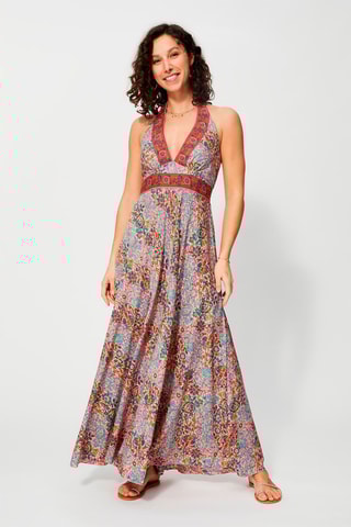 Robe longue - Rose et rouge brique