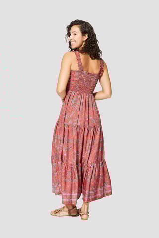Robe longue - Rouge et crème 
