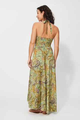 Robe longue - Vert clair et orange