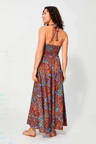 Robe longue - Marron et turquoise