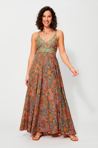 Robe longue - Rose et jaune