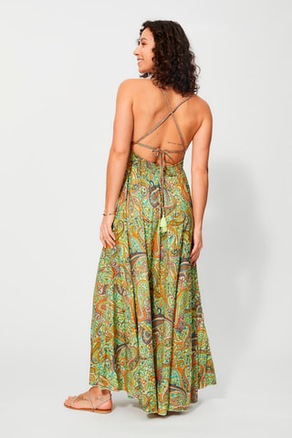 Robe longue - Turquoise et camel
