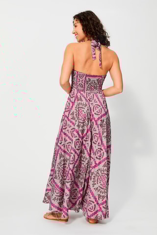 Robe longue - Gris clair et fuchsia 