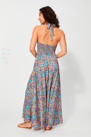 Robe longue - Turquoise et rose