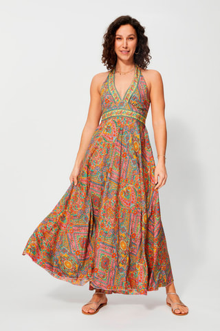 Robe longue - Jaune et rose