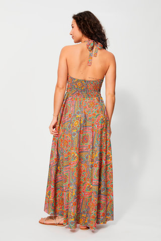 Robe longue - Jaune et rose