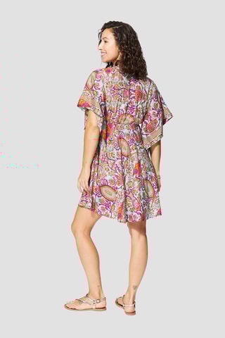 Robe volantée - Doré et turquoise 