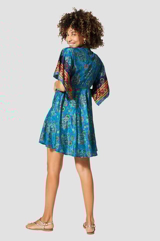 Robe volantée - Doré et bleu 