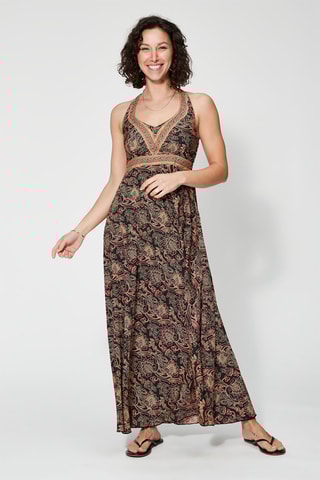 Robe longue - Noir et beige 