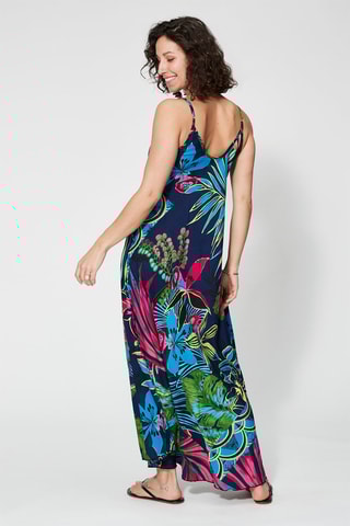 Robe longue - Bleu marine et rose 