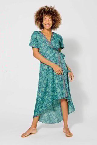 Robe portefeuille - Bleu et vert