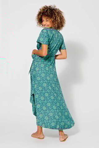Robe portefeuille - Bleu et vert
