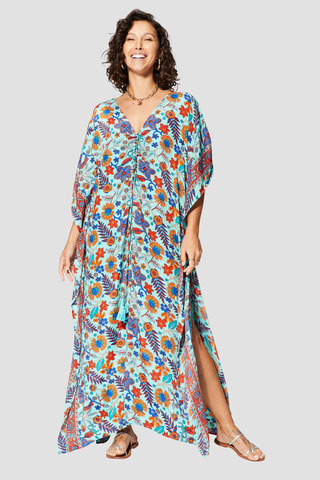 Caftan - Turquoise et rouge