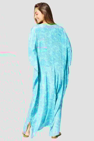 Caftan - Turquoise et blanc