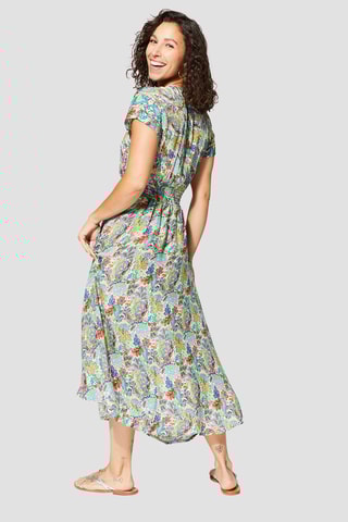 Robe longue - Beige et bleu