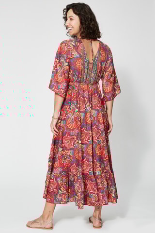 Robe longue - Rouge et vert