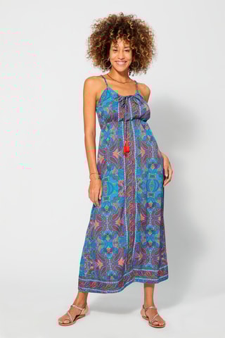Robe longue - Rouge et bleu