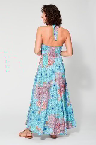 Robe longue - Bleu et rouge
