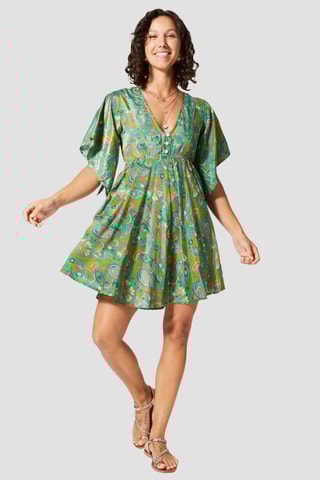 Robe trapèze - Vert et orange