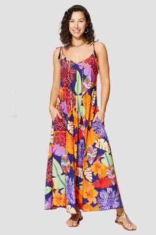 Robe longue - Orange et violet