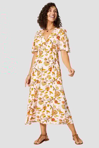 Robe longue - Blanc et orange