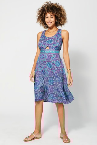 Robe midi - Bleu et rose