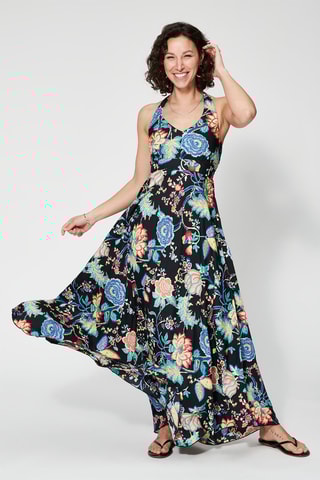 Robe longue - Noir et bleu 