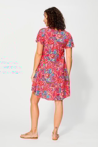 Robe trapèze Rose et turquoise