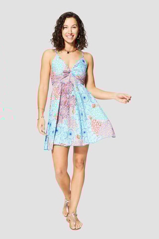 Robe volantée - Bleu et turquoise 