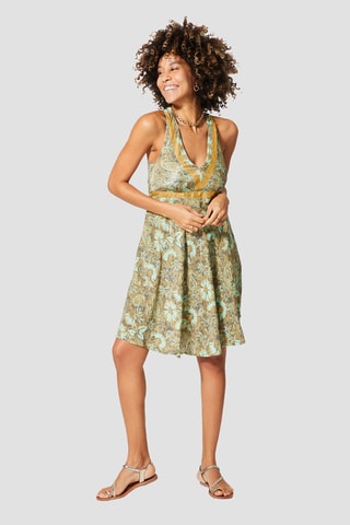 Robe volantée - Doré et beige 