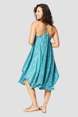 Robe volantée - Turquoise et jaune